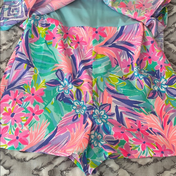 Lilly Pulitzer Adalina Ruffle Romper Women’s Dress/Romper  - Pink, Green, Purple - Picture 7 of 8